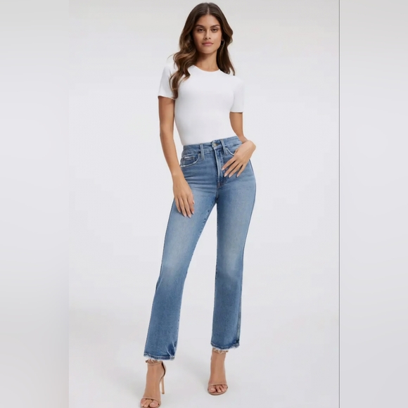 EUC Good American Women's High Waist Good Curve Straight Leg Jeans GCST802T 338 - Picture 1 of 16